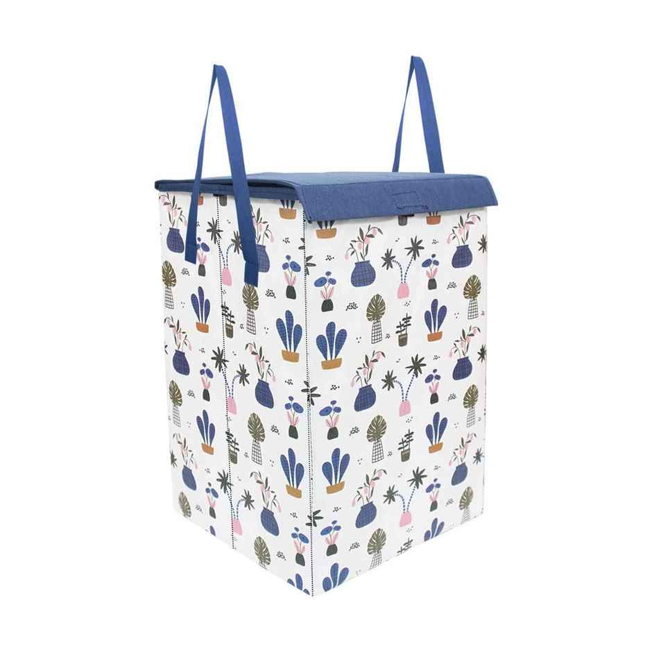 PrettyKrafts 75 L Folding Laundry Hamper | Clothes Basket with Lid & Carry Handles | White - Large
