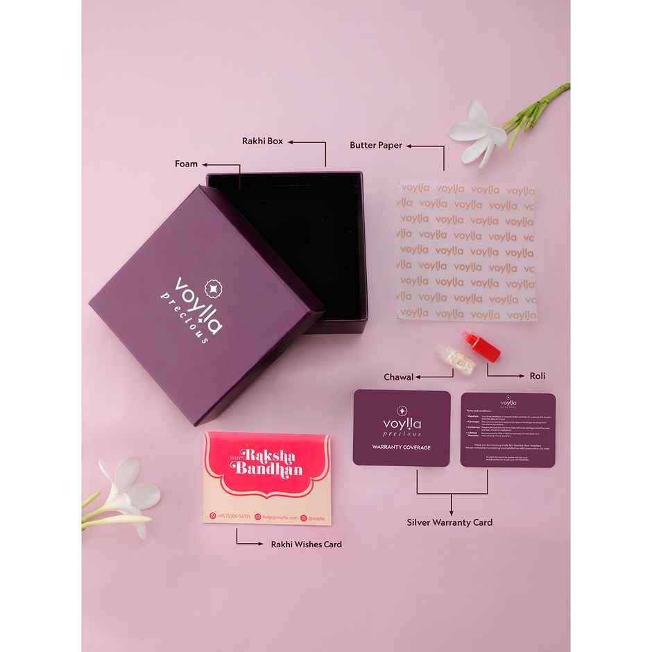 Voylla Sterling Silver Red Gold Plated Floral Thread Rakhi | Voylla Rakhi Combo