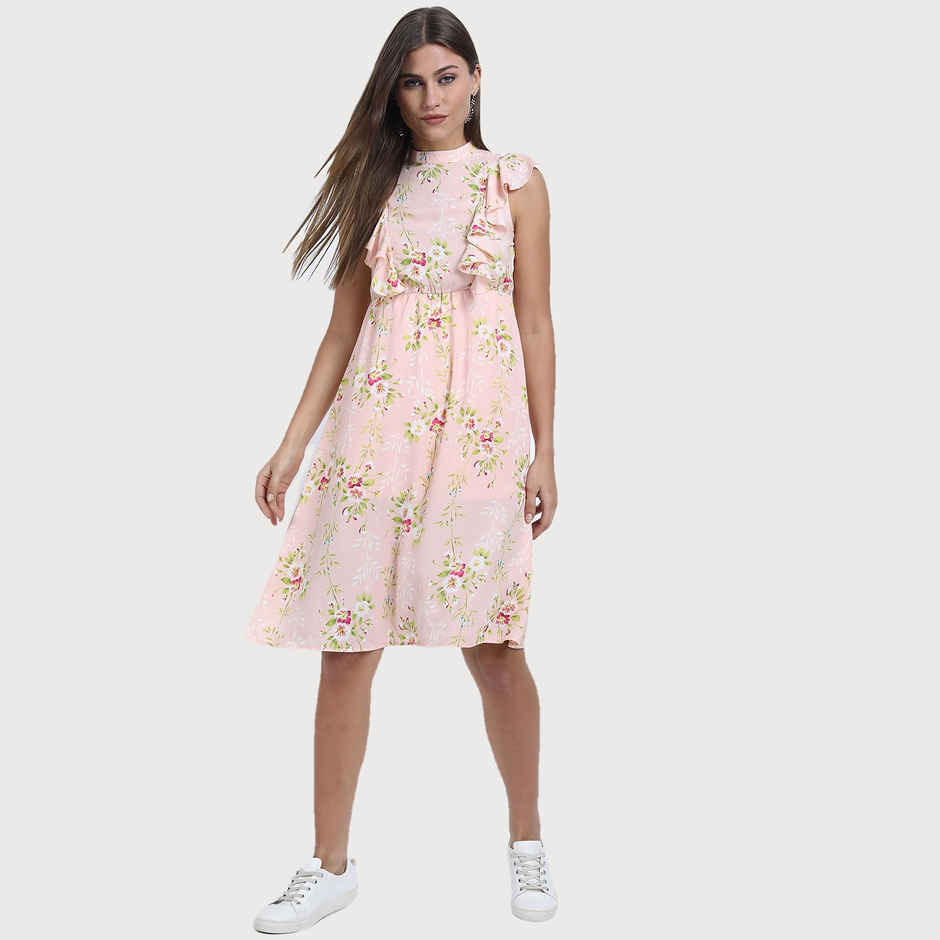 Tokyo Talkies Women's Floral Fit & Flare Dress | Light Pink - S