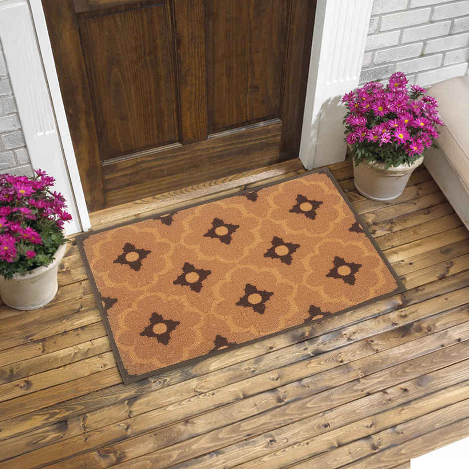 BIANCA Highly Durable Anti Slip Door Mat | 1 Pc Large Size | Splender | Roye Choco Orange