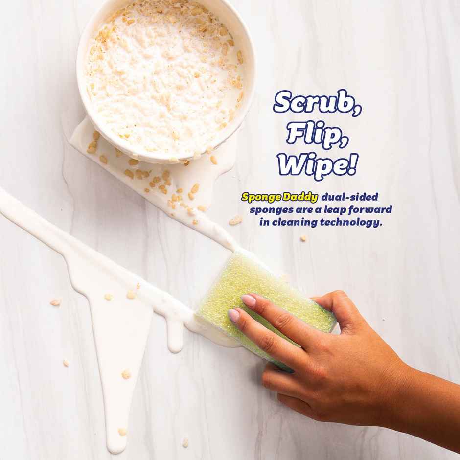 Cif Sponge Daddy Dual-Sided Multipurpose Cleaning Sponge & Scrub Pad | Pack of 2