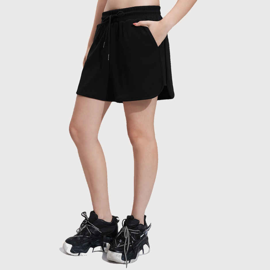 Tokyo Talkies Women's Solid Mini Shorts | Black | 30