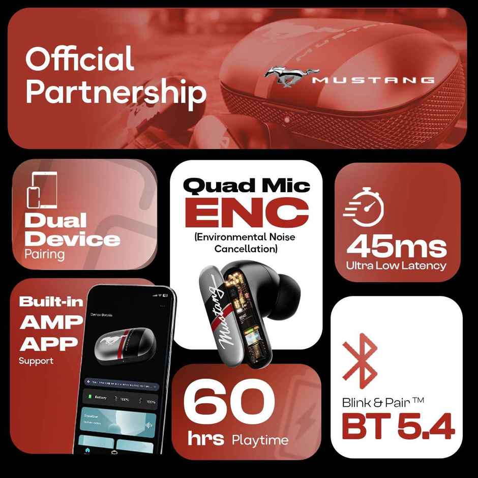 GOBOULT Mustang Dyno | 60Hrs Battery | App Support|Quad Mic Enc|5.4V BT|Silver