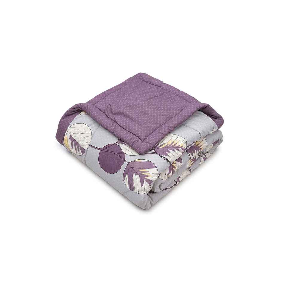 STATUS Reversible Floral Printed Comforter | Grey Lilac - 215 cm x 220 cm