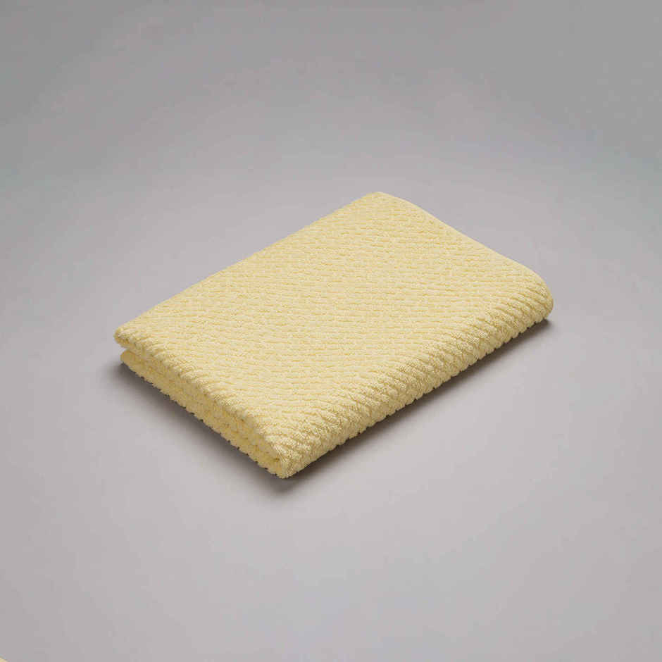 Spaces 100% Cotton High Absorbent Light Yellow Bath Towel For Men And Women
