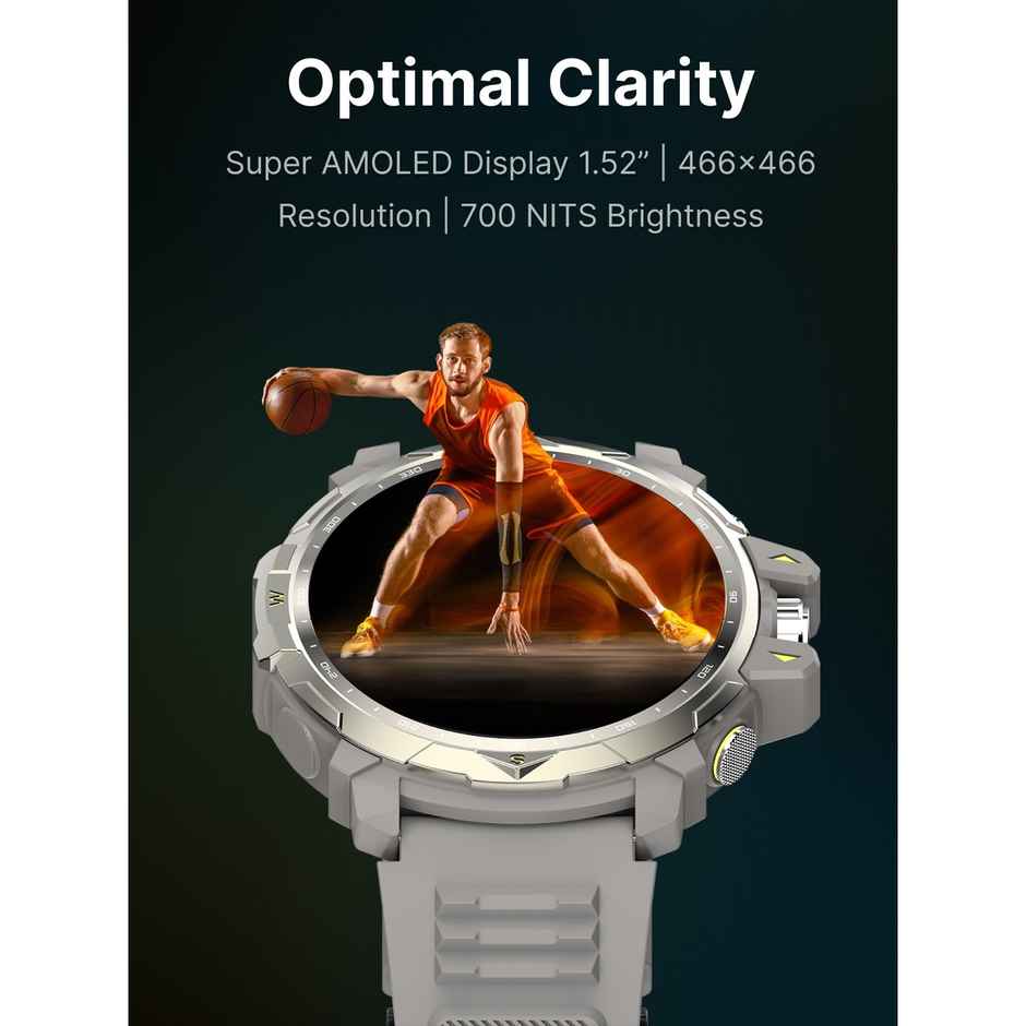 Cult Ranger XR Ultra 1.52" AMOLED Display, Rugged, Google Fit & Strava Integrated Smartwatch (Beige)