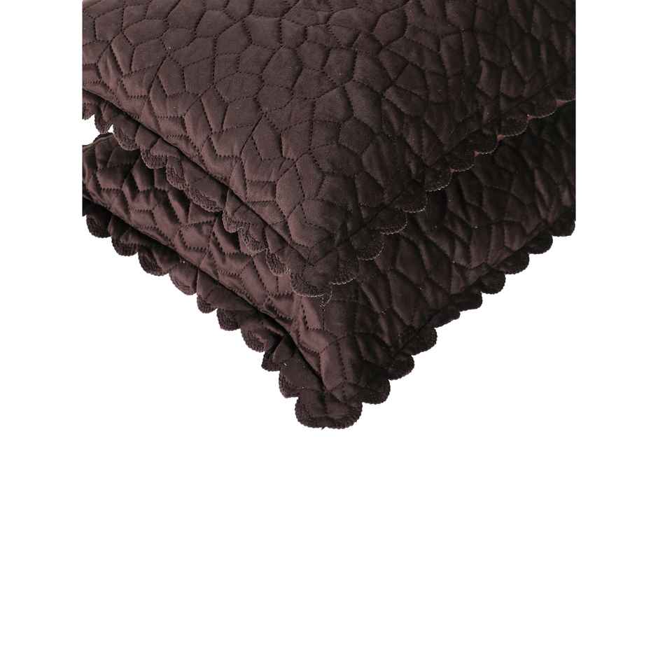Hosta Homes Velvet Fabric Laser Cut Crystal Brown Pillow Cover Pack of 2