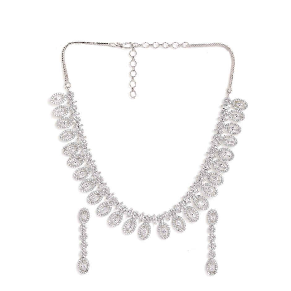 Priyaasi Silver-Plated American Diamond Studded Jewellery Set