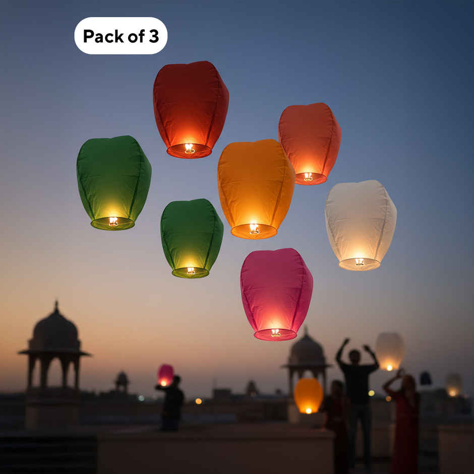 Sky Lantern | Pack of 3 | Assorted Colour | DiaCraft