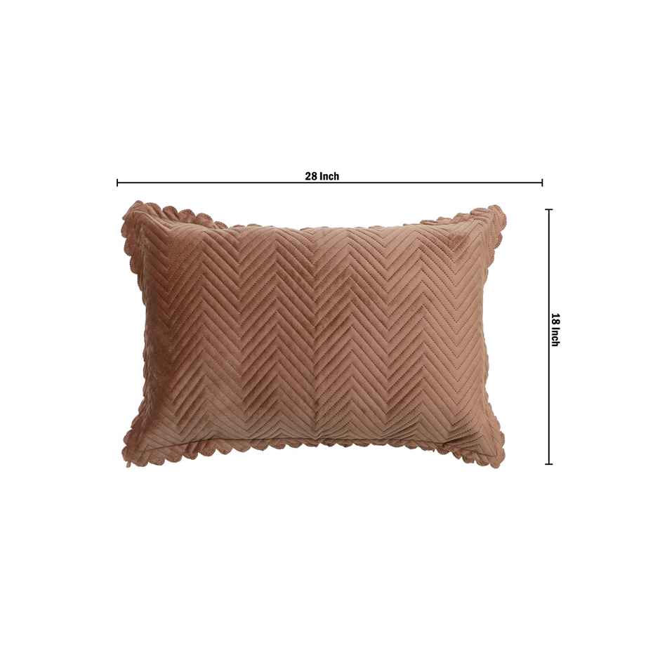 Hosta Homes Velvet Fabric Laser Cut Brown Pillow Cover Pack of 1