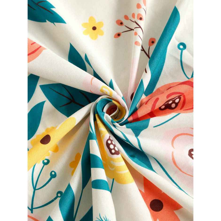 Status Imperial Corner Fitted Bedsheet | Coral Bloom & Teal | 198 x 182 cm