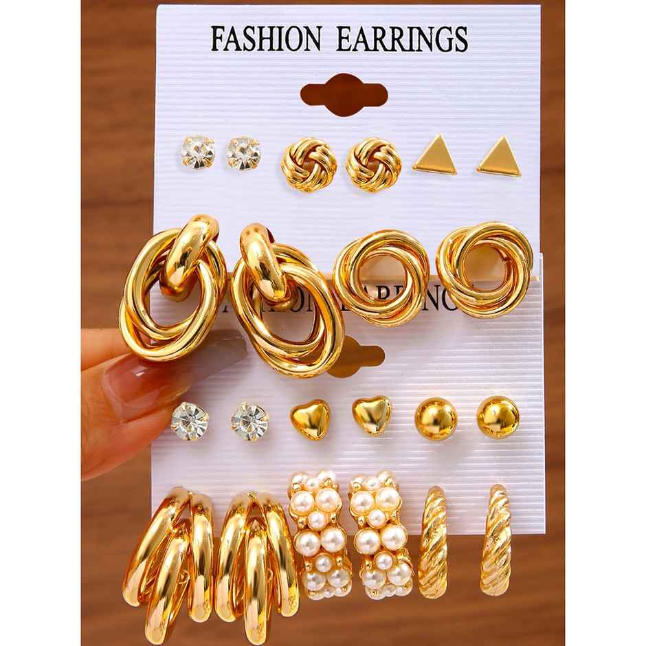 Shining Diva Fashion 11 Pairs Combo Set Latest Stylish Stud Earrings for Women and Girls Rr15824er