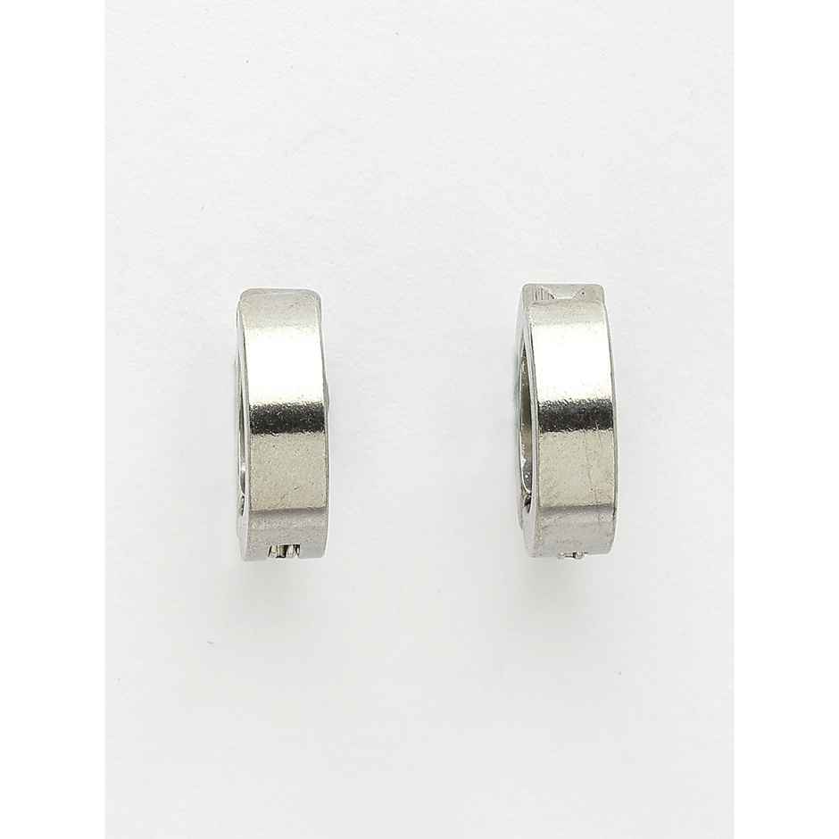 NVR Men's Silver-plated Stainless Steel Hoop Earrings | NVR2606