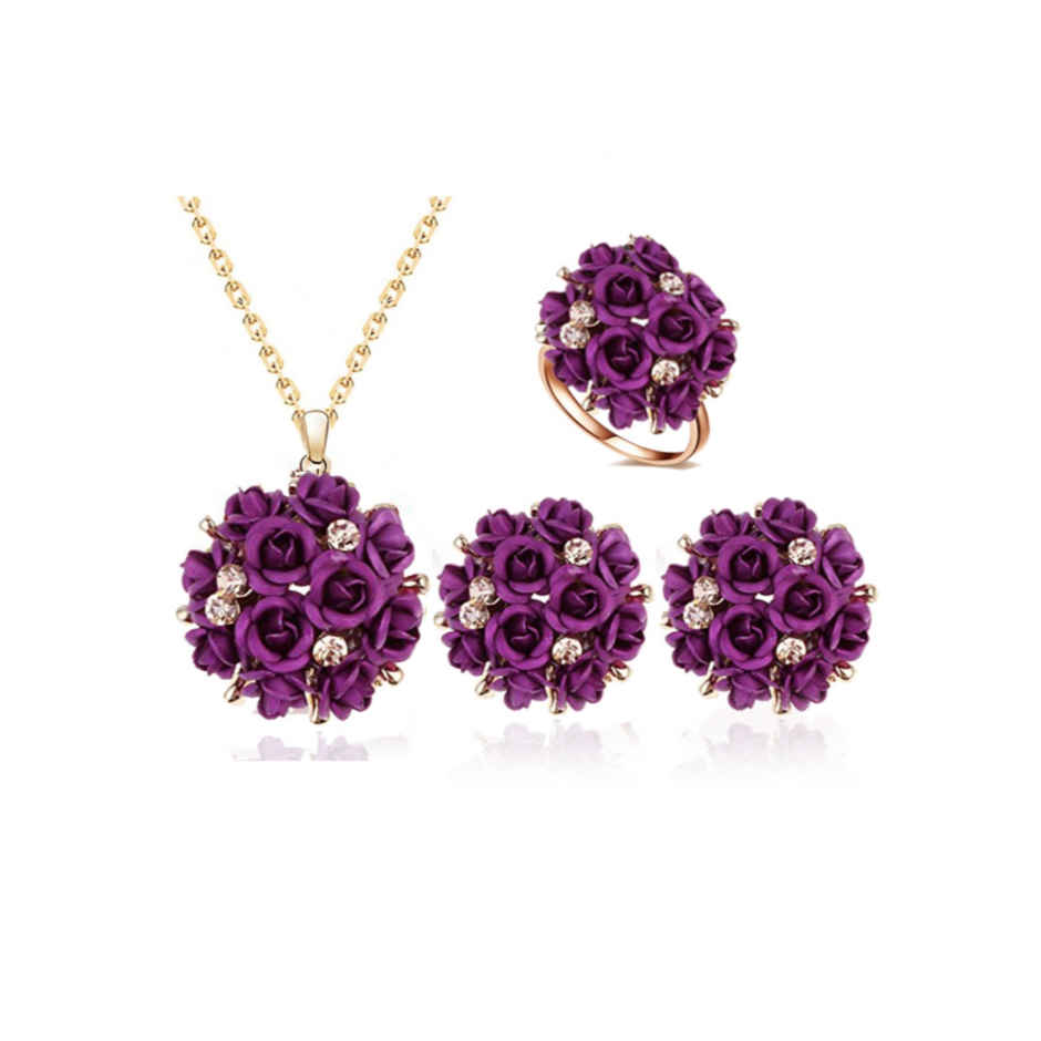 Youbella Jewellery Set With Earrings And Ring For Women And Girls (Purple)(Ybnk - 5731)