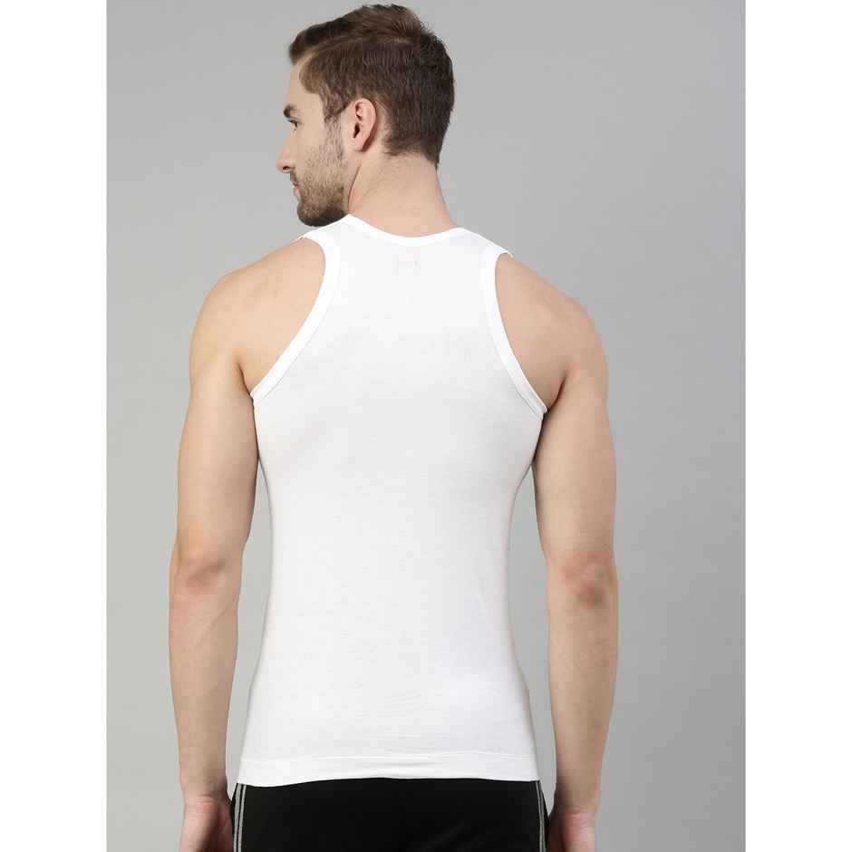 Dixcy Scott Men's Solid 100% Combed Cotton Itch - Free U-neck Sleeveless Vest | White - XL