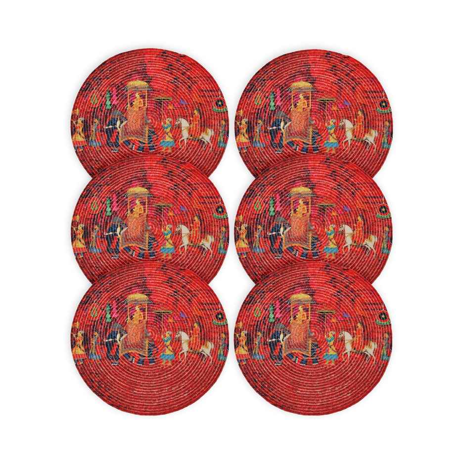 Hosta Homes Pure Cotton Red Elephant Digitally Printed Table Place Mats Pack of 6