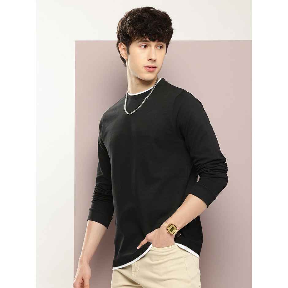 Dillinger Men's T-shirt Long Sleeve Airtex Fabric Crew Neck Regular Fit | Black - M