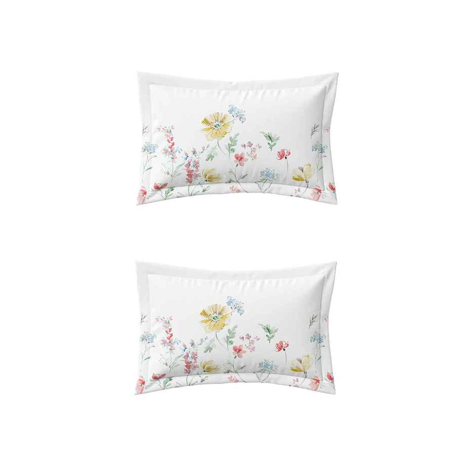 D'Decor Gifting Cotton Queen Flat Bedsheet | 145 TC Two Pillow Covers | Floral Yellow