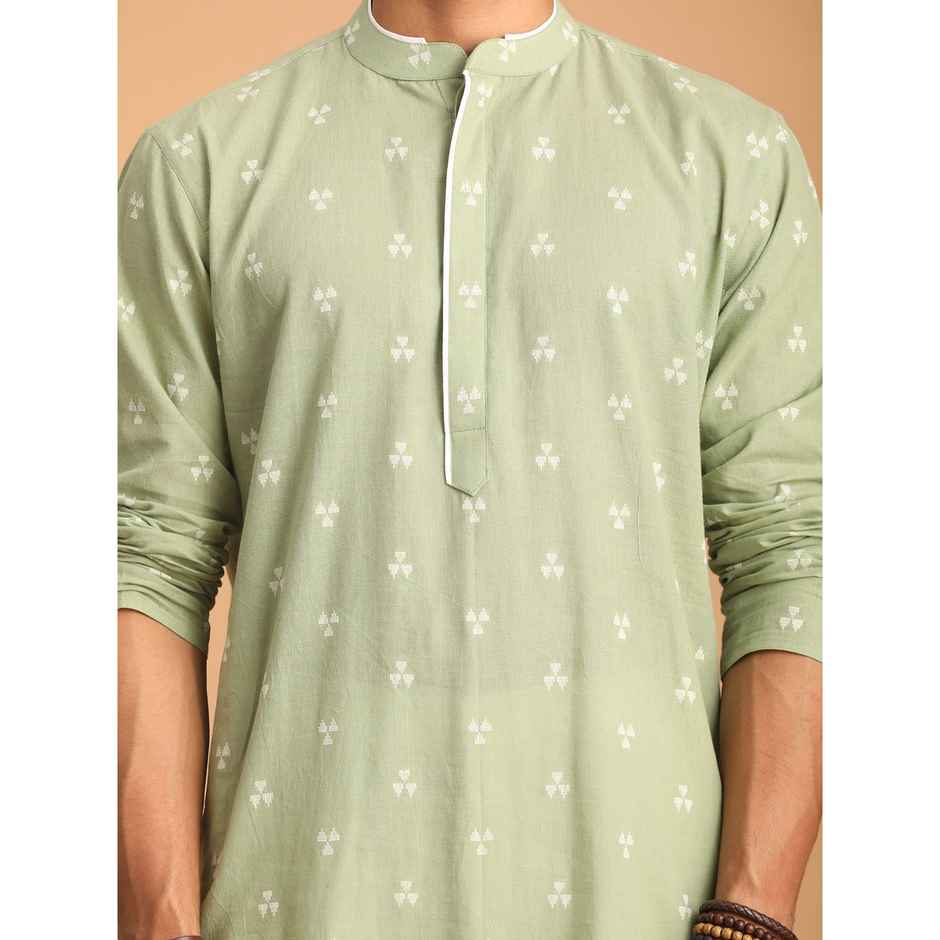Vastramay Men's Cotton Kurta | Green - M
