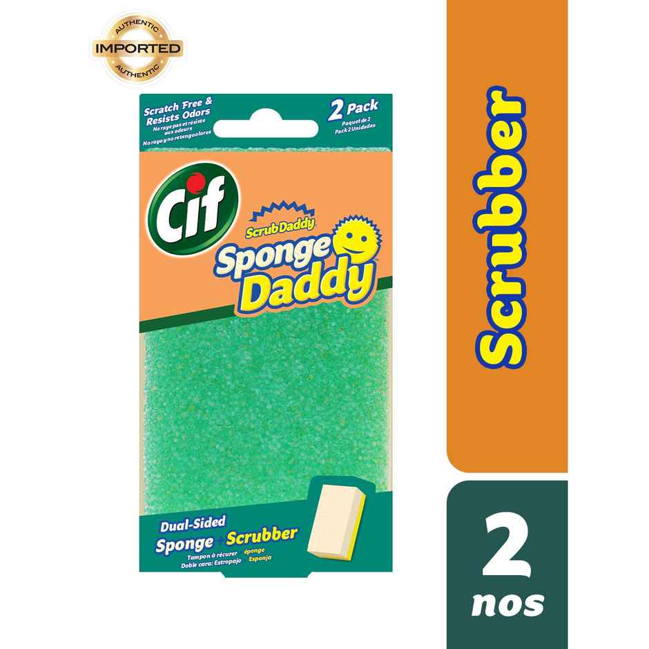 Cif Sponge Daddy Dual-Sided Multipurpose Cleaning Sponge & Scrub Pad | Pack of 2