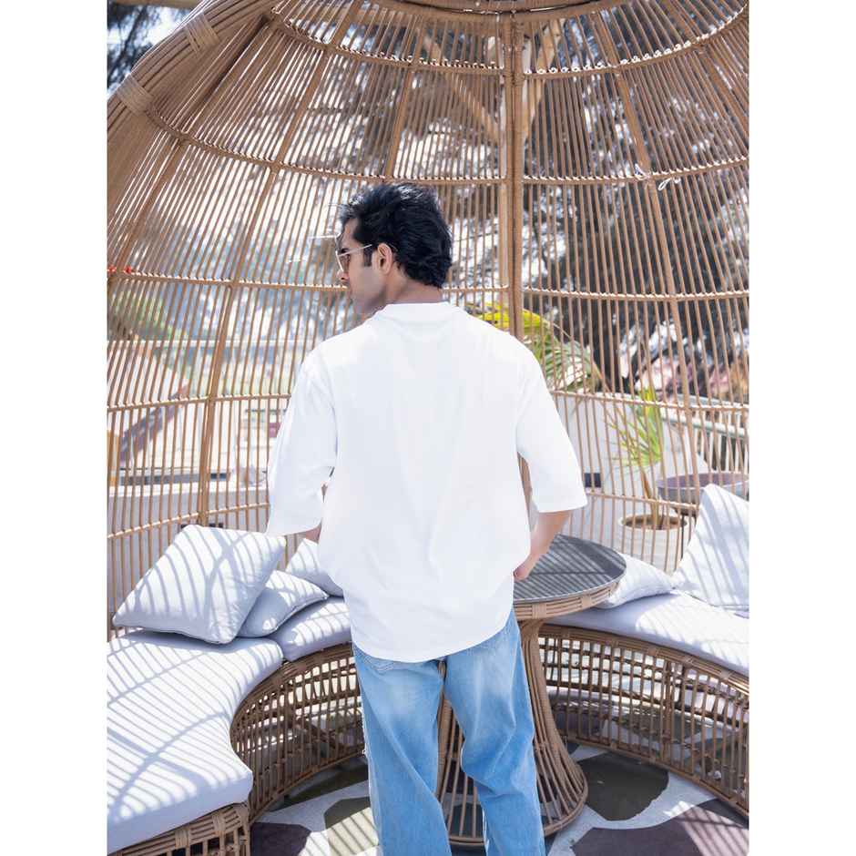 Bonorganik Men's Marvel Oversize Front Print T-shirt | BON12040 | White | S