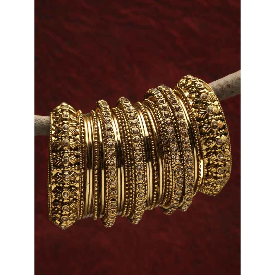 Shining Diva Fashion Antique Gold Plated Set of 26 Stylish Traditional Bangle for Women 11189b-2.8