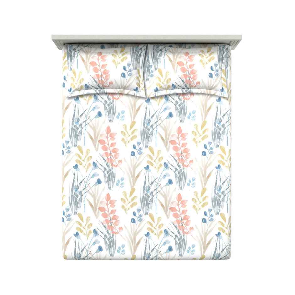 D'Decor Gifting Cotton Queen Flat Bedsheet | 145 TC Two Pillow Covers | Floral Pink