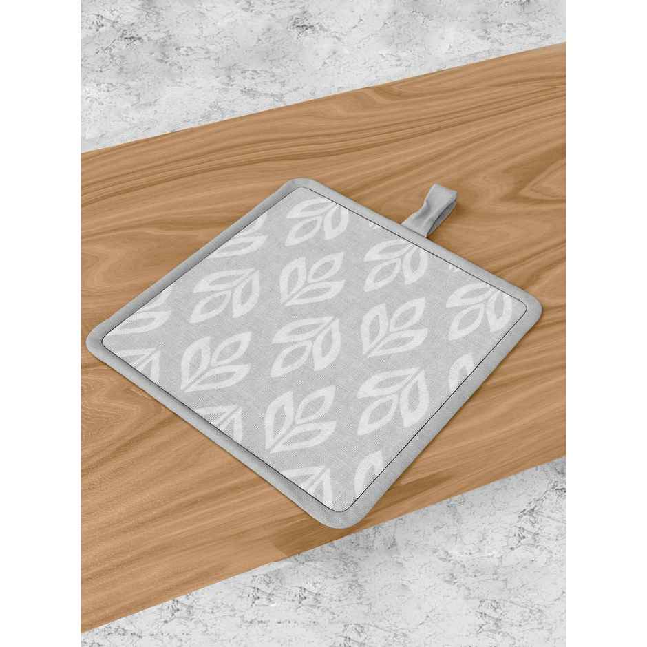 Bianca Premium Printed Cotton Apron, Oven Mitt, Pot Holder Set | Florence Floral | Light Grey