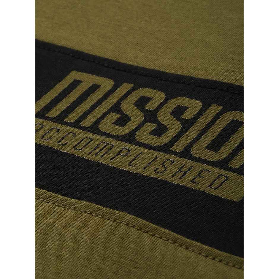 Dillinger Men's Pure Cotton Colourblocked Typography Printed Long Sleeve T-shirt | Olive - S