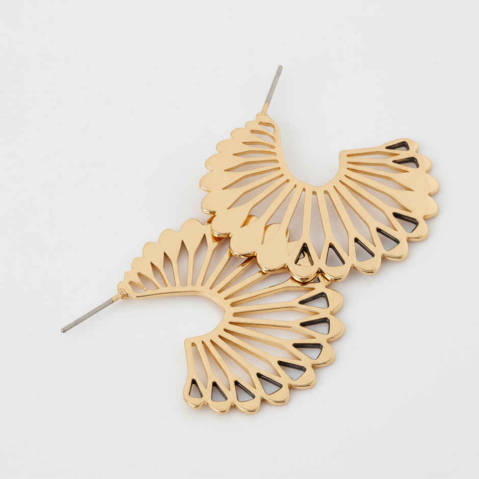 Accessorize London Women Gold Cut Out Flower Hoop Earrings