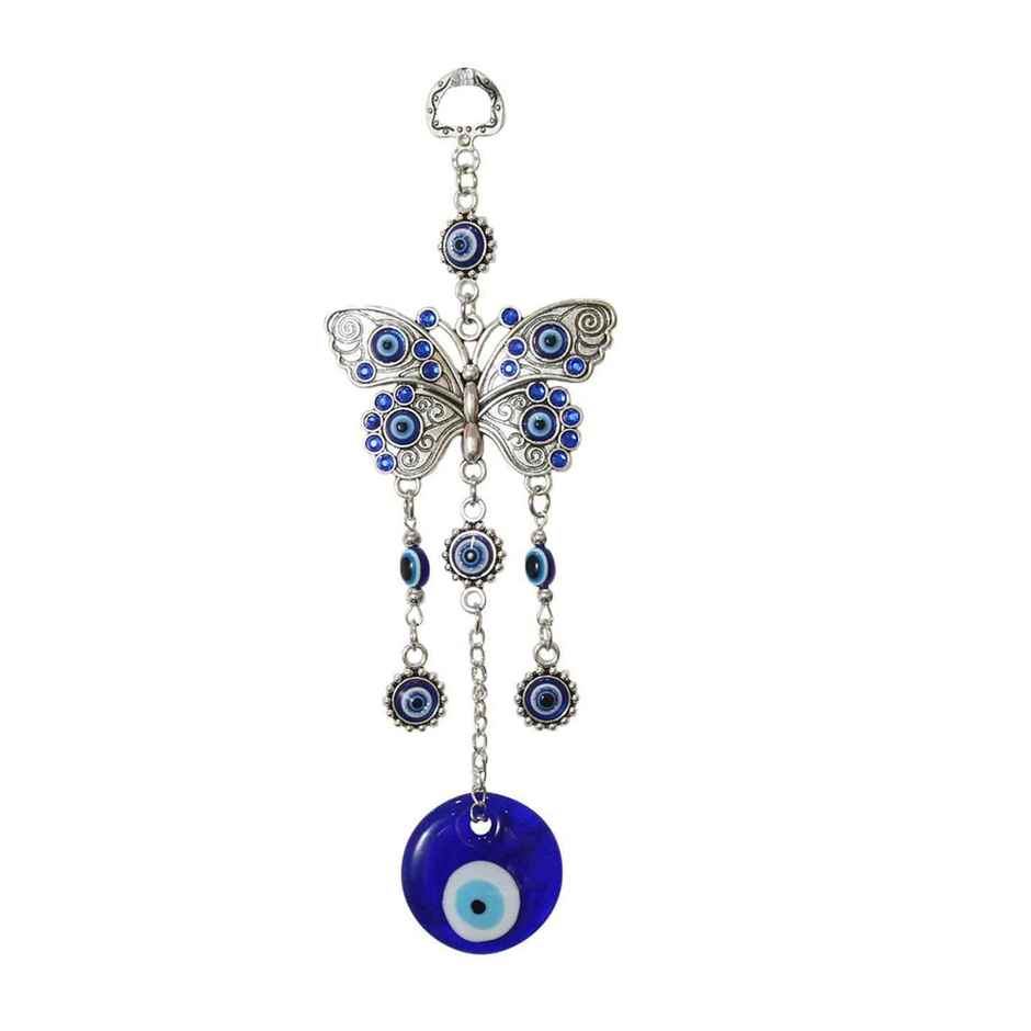 TIED RIBBONS Butterfly Evil Eye Wall Hanging | Dark Blue