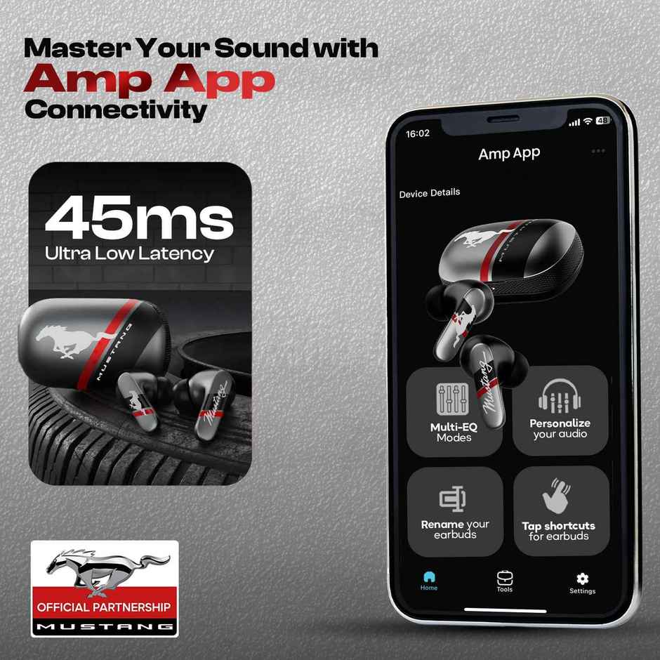 GOBOULT Mustang Dyno | 60Hrs Battery | App Support | Quad Mic ENC | 5.4v Bluetooth | Silver