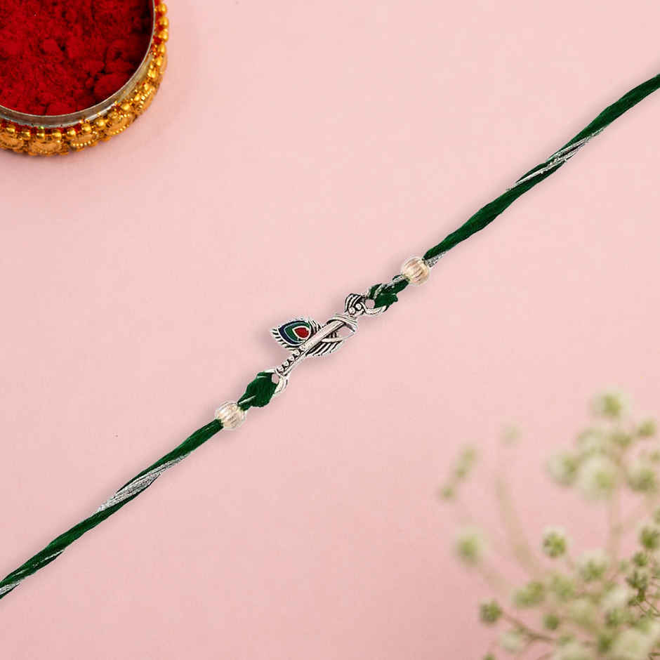 Rakhi for Brother | Lord Krishna Motif | Peacock | Thread | Pack of 1 | Voylla