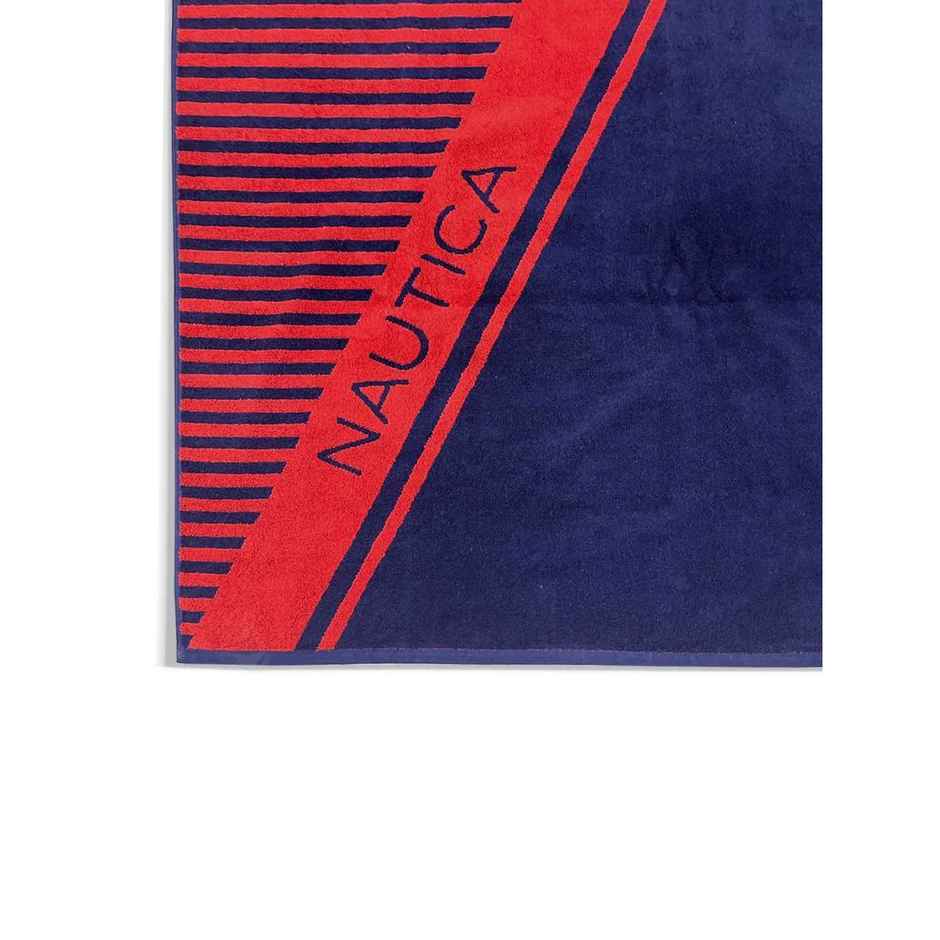 Nautica Designer 100% Cotton Beach & Bath Towel -1pc Bath Towel | voyage stripe-red-navy
