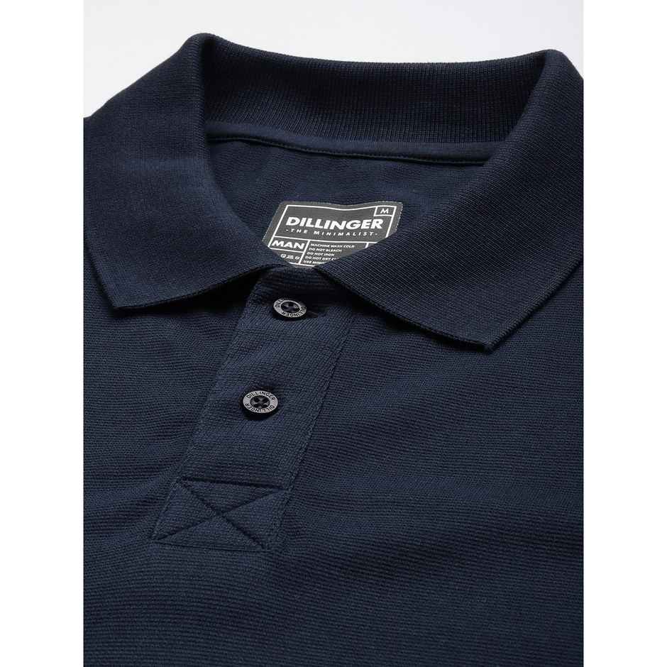 Dillinger Men's Oversized Long Sleeve Polo T-shirt | Navy Blue - L