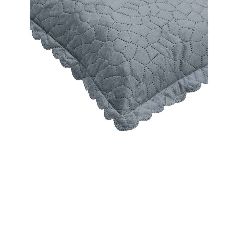 Hosta Homes Velvet Fabric Laser Cut Grey Pillow Cover Pack of 1