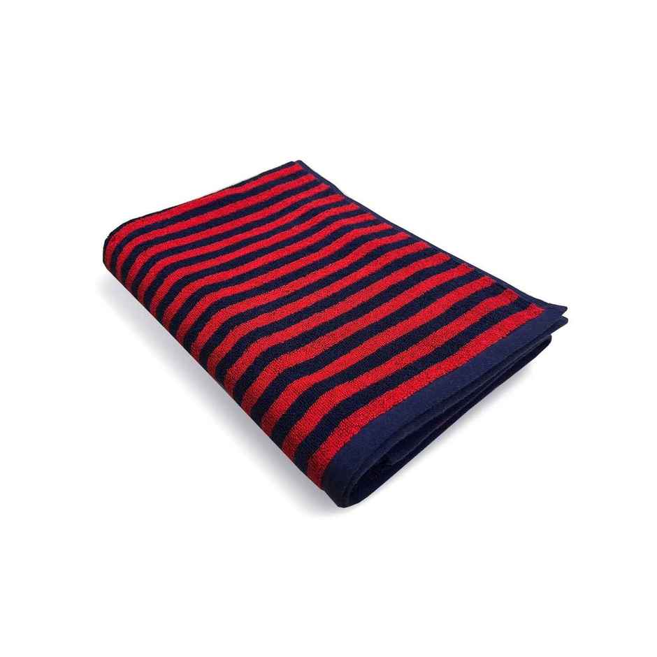 Nautica Designer 100% Cotton Beach & Bath Towel -1pc Bath Towel | voyage stripe-red-navy