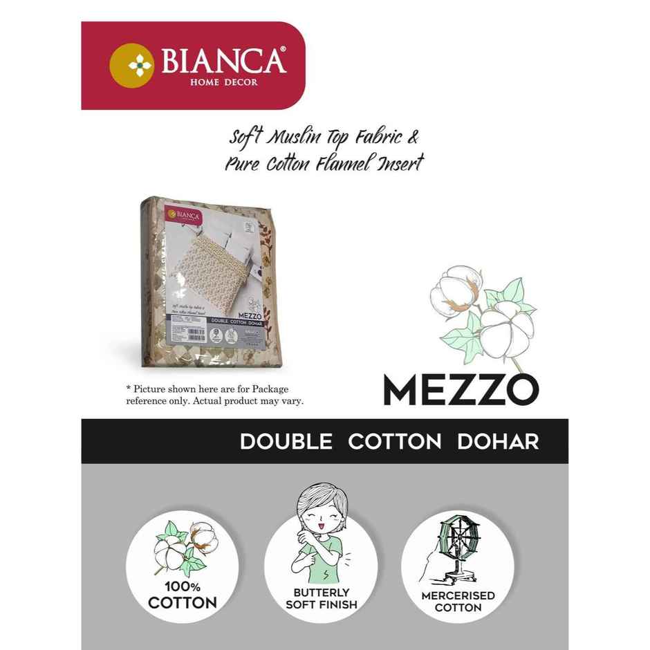 Bianca Extremely Soft Muslin Cotton Dohar Pure Cotton Double Size | Mezzo Floral-Grey, White