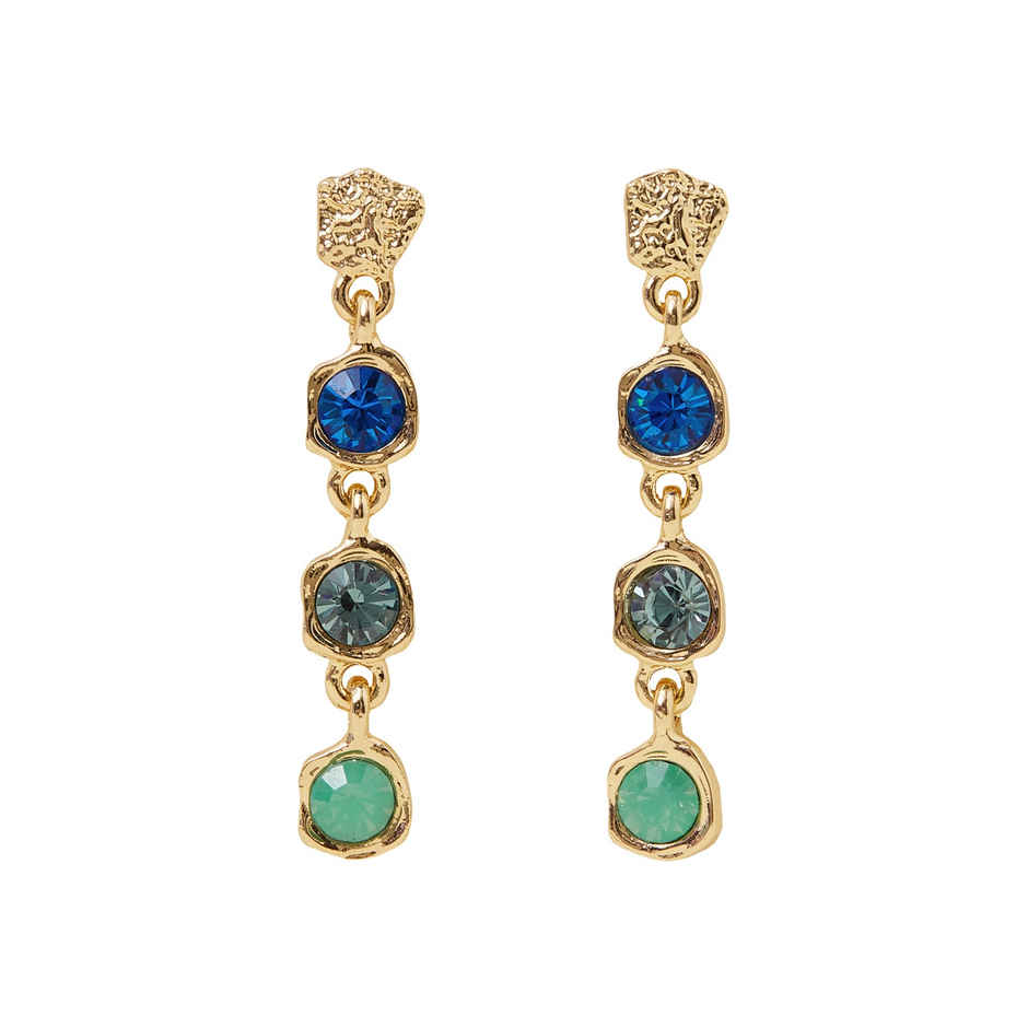 Accessorize London Women's Multi Organic Molten Gem Long Drop Earrings - Green