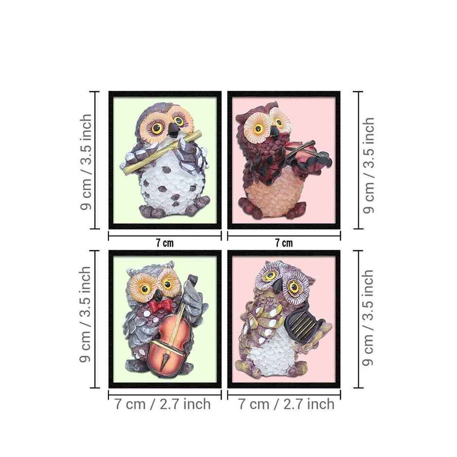 Tied Ribbons 4 Pcs Owls Playing Musical Instruments Showpiece