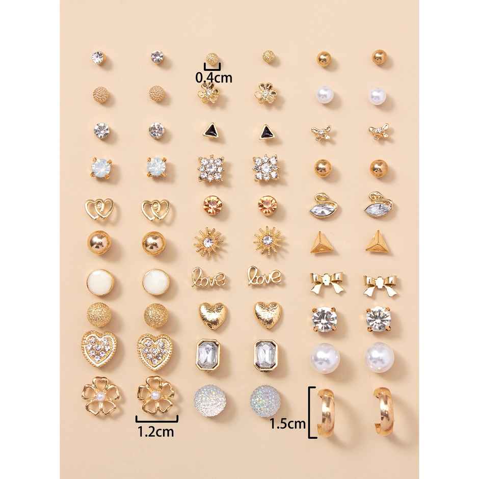 Shining Diva Fashion 30 Pairs Combo Set Stylish Crystal Pearl Earrings for Women and Girls 14784er
