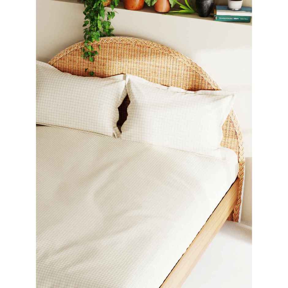 Bianca Extra Soft 100% Satin Egyptian Cotton XL King Size Bedsheet Checks - Wheat