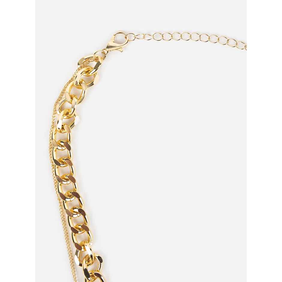 Priyassi Dual-Layered Floral Lock Link Gold-Plated Necklace