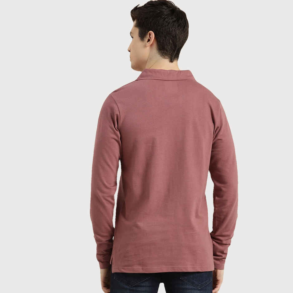 Dillinger Men's Polo Collar Pure Cotton Long Sleeve T- shirt | Pink | S