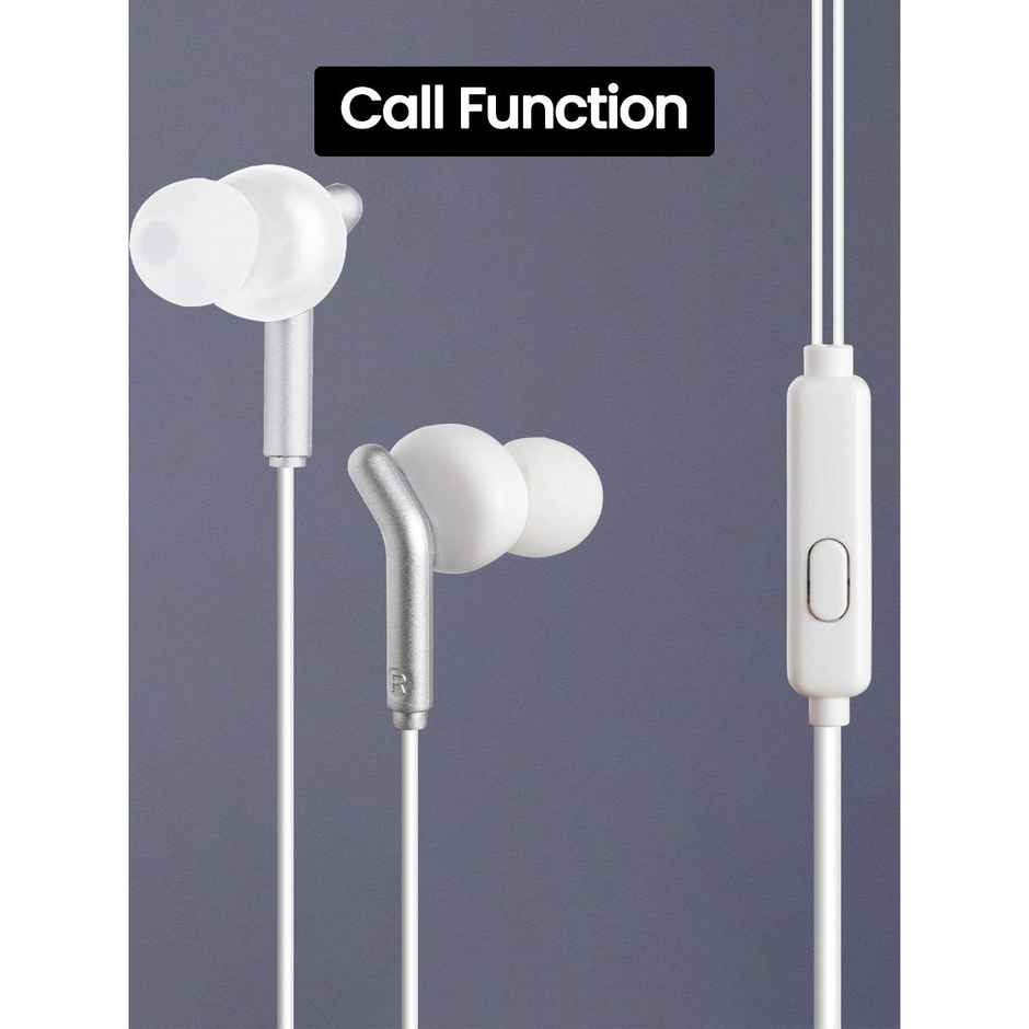 Zebronics Bro Wired Earphones with Mic, 3.5mm Audio Jack, 10mm Drivers, Phone/Tablet(White)