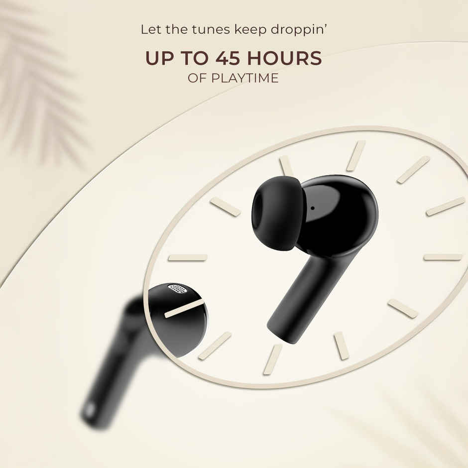 Noise Buds Nero TWS Earbuds with Rubberised Finish, Quad Mic ENC & 45H Playtime - Charcoal Black