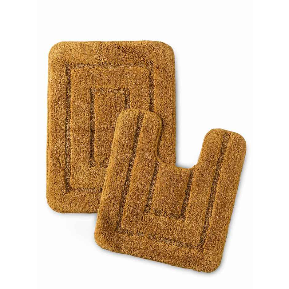 Saral Home Cotton Anti-Slip Bathmat & Contour Set | 45 x 60 cm & 45 x 50 cm | Ochard