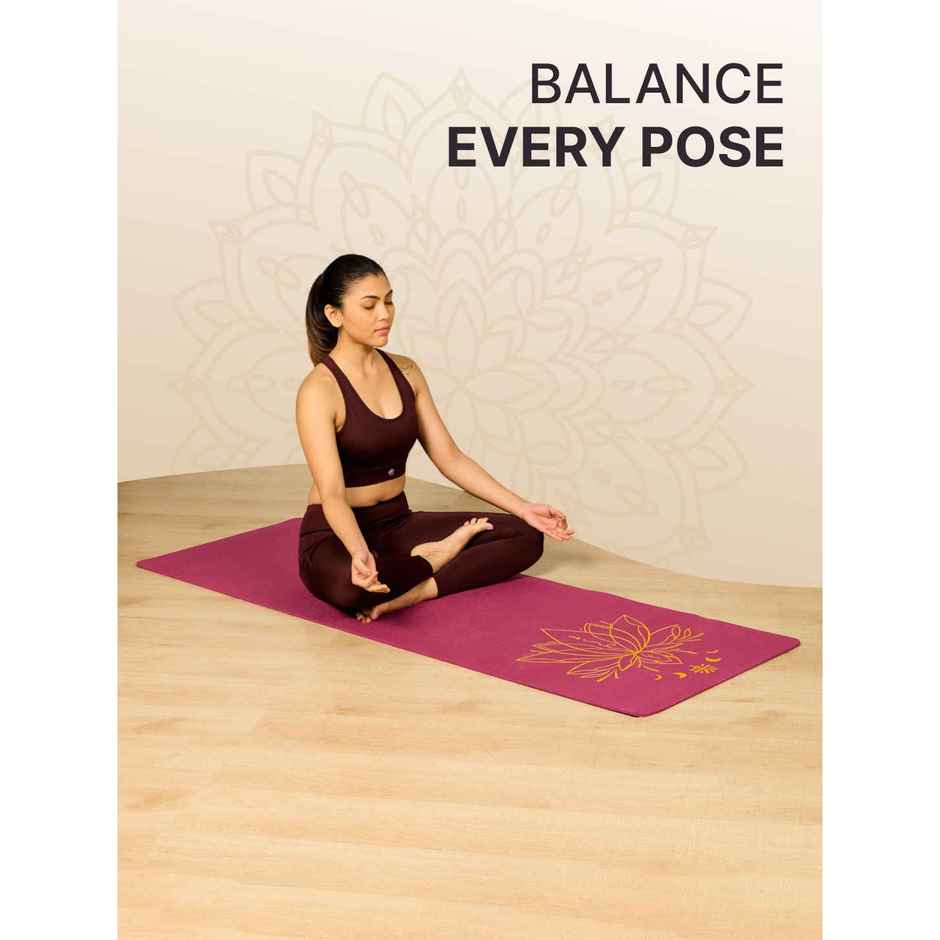 Cult Unisex TPE Yoga Mat | Lotus Print, With Bag & Strap | Purple - 6 mm