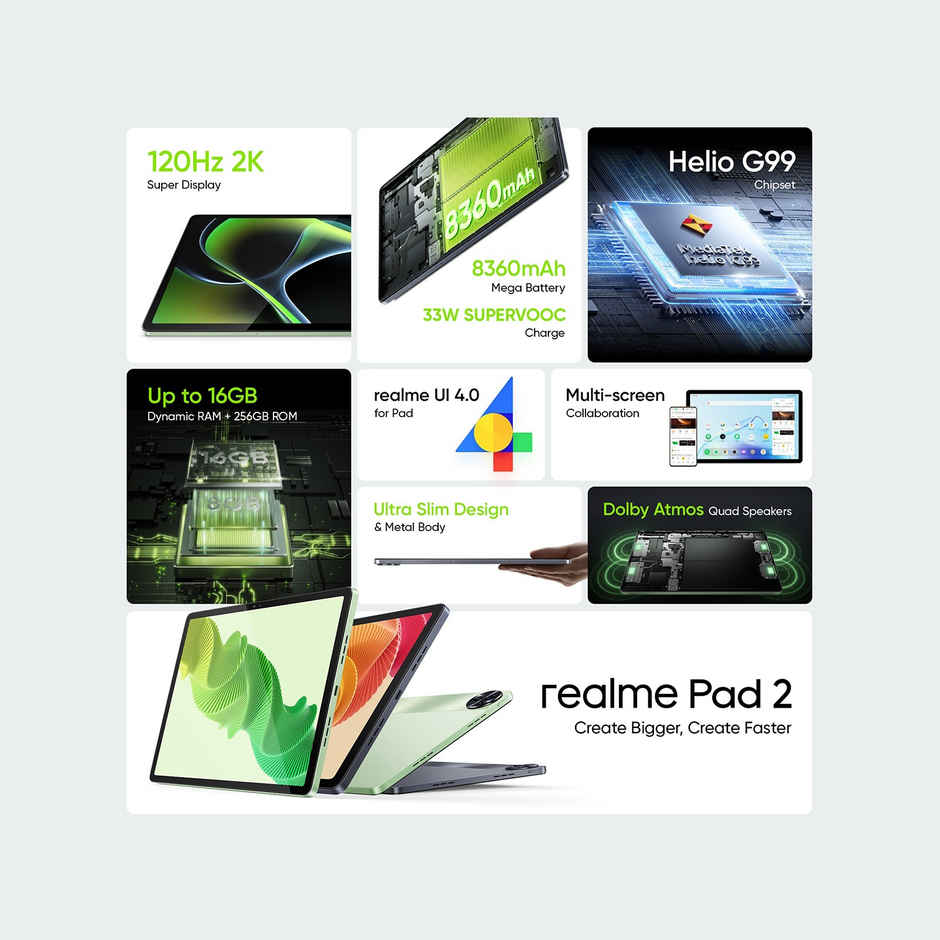 Realme Pad 2 | 11.5" Display | 8 GB RAM | 256 GB ROM | Lte | Imagination Grey