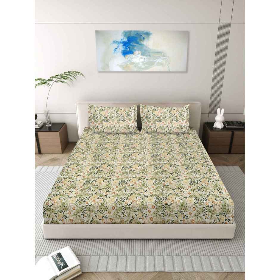 Status Imperial Corner Fitted Double Bedsheet | Heritage Herbarium | 198 x 182 cm